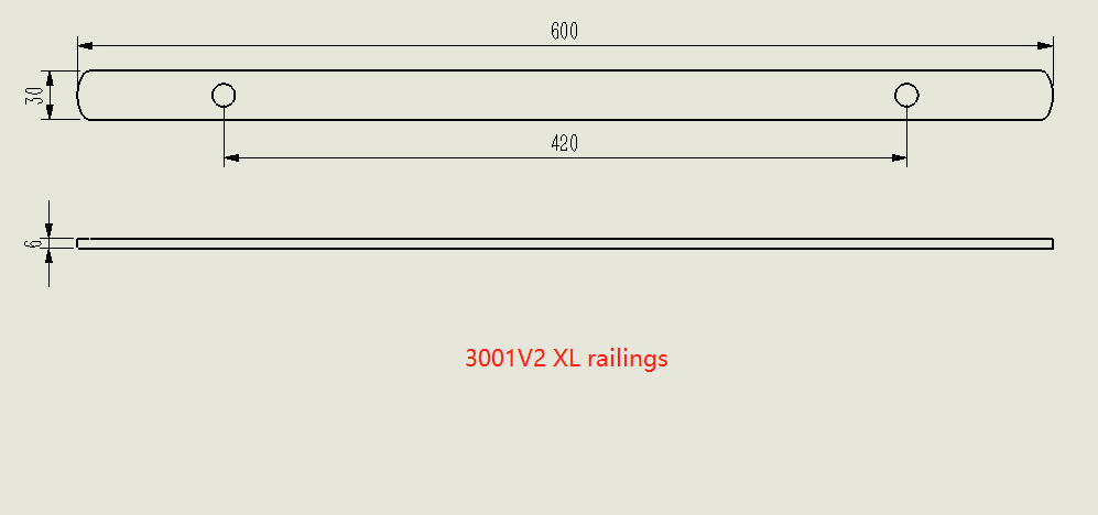 diagram showing the measurements of an XL railing